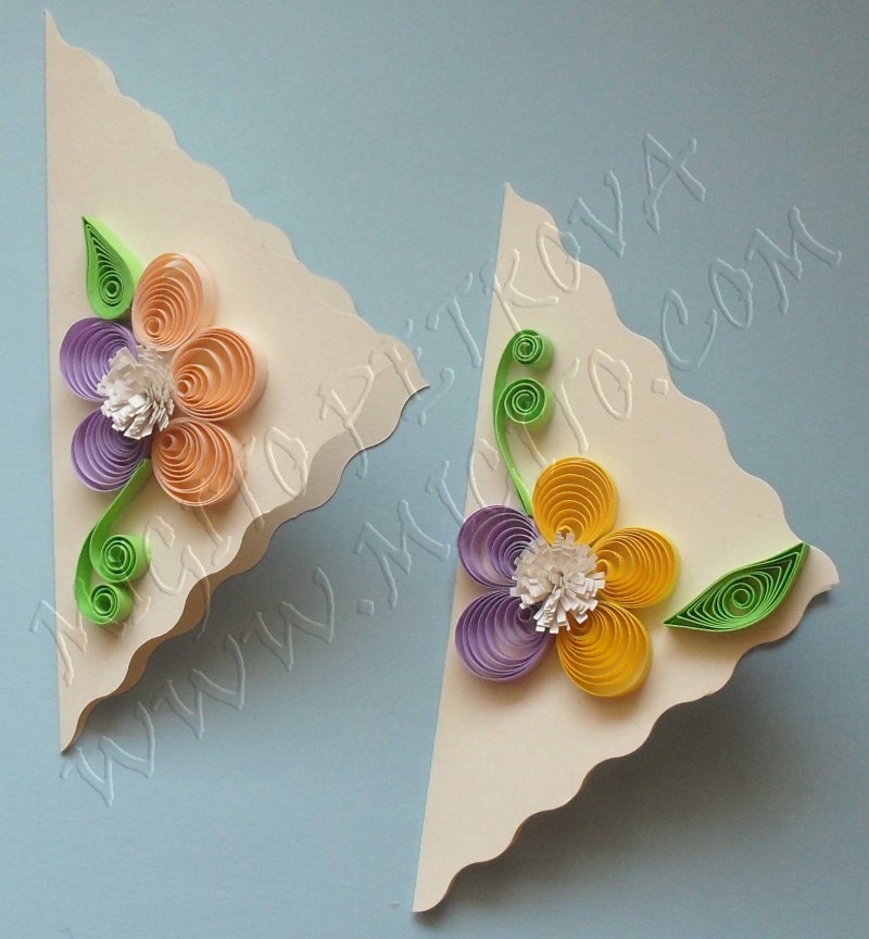 Малки  картички 2 Ръчно изработени картички с квилинг