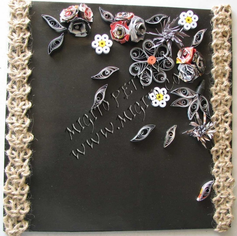 Рециклирано пано с квилинг цветя 