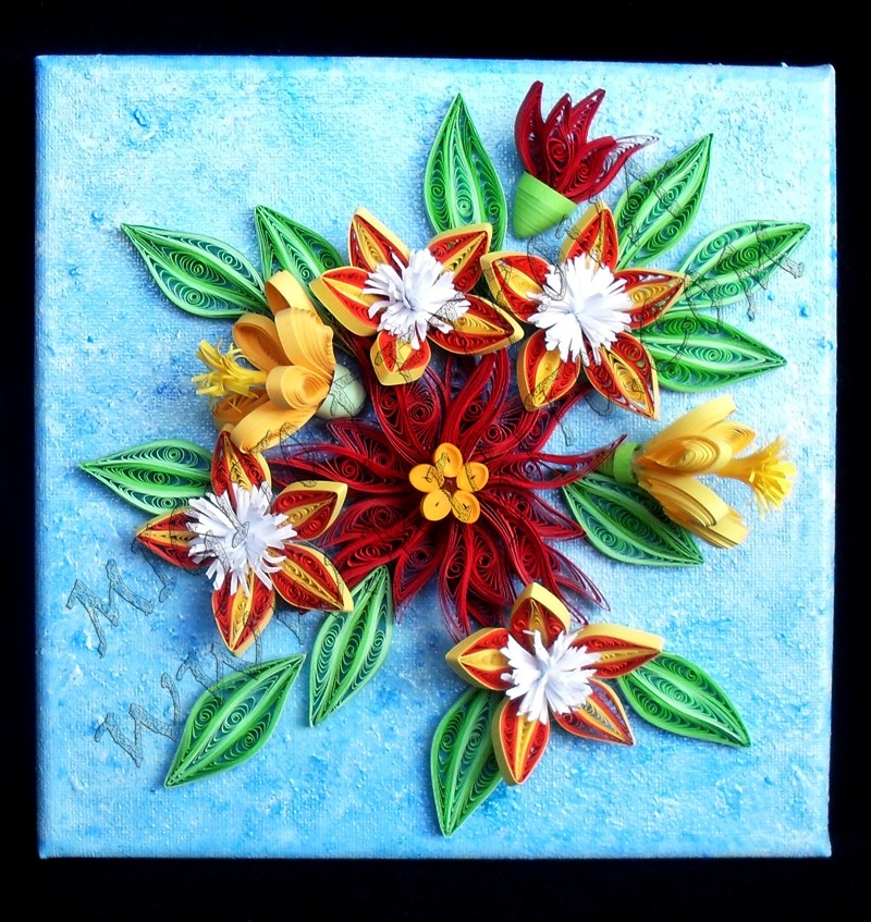 Пано с квилинг цветя 5